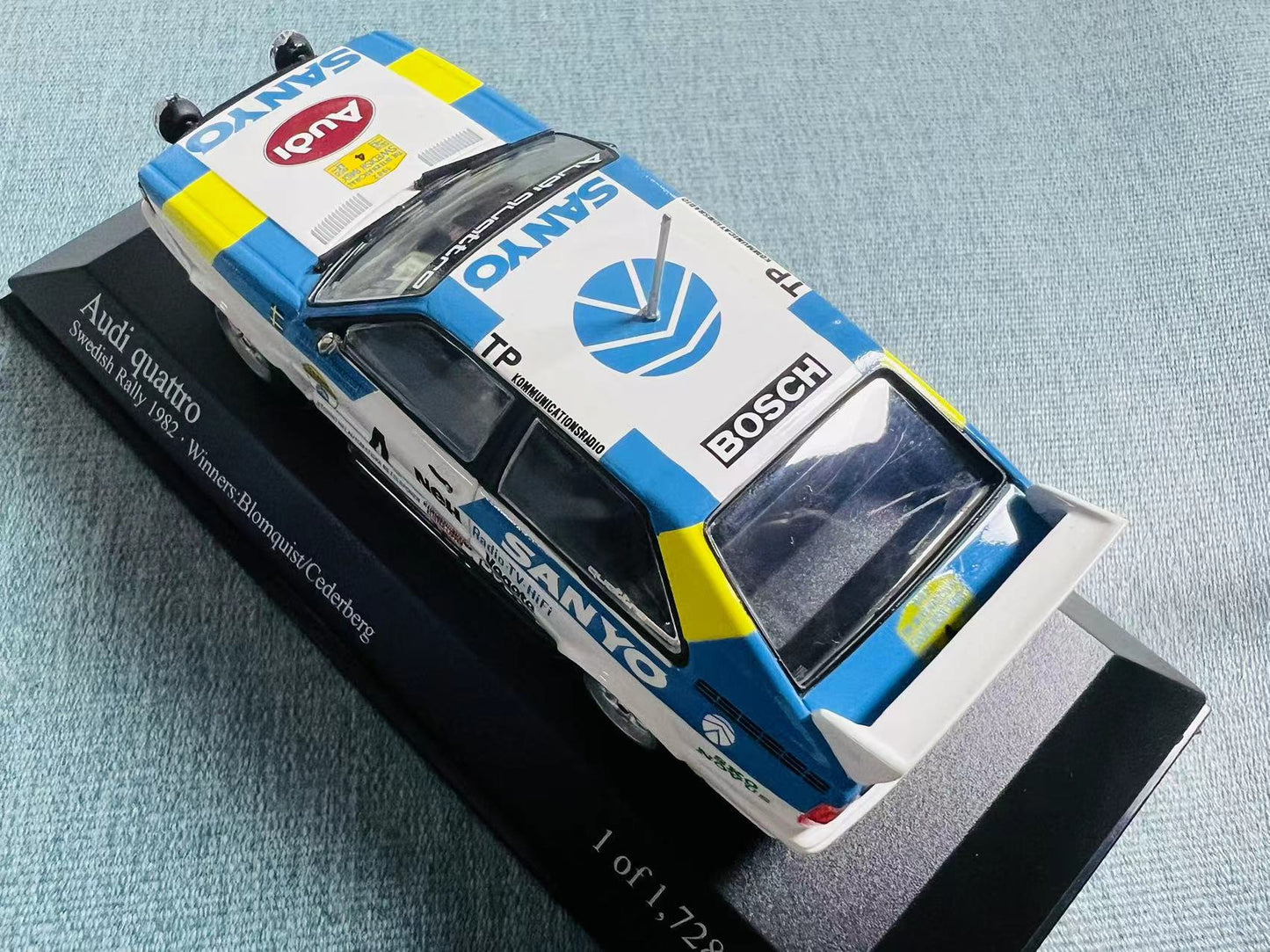 Rare Discontinued Minichamps vintage 1/43 scale Audi Quattro 1982 year Swedish Rally Winners WRC