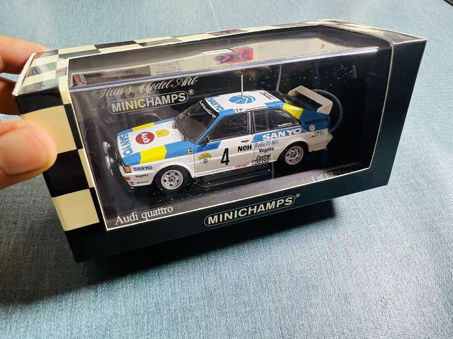 Rare Discontinued Minichamps vintage 1/43 scale Audi Quattro 1982 year Swedish Rally Winners WRC